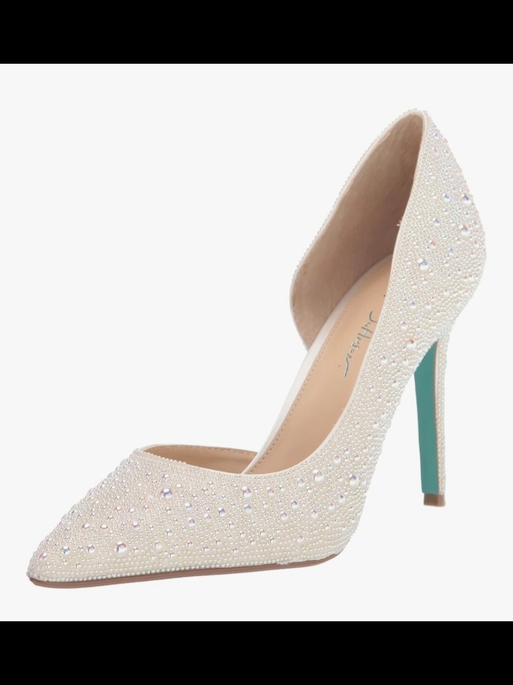 Crystal BETSEY JOHNSON Embellished White STILETTO - Elegant Women's Heel, 7M ,EU